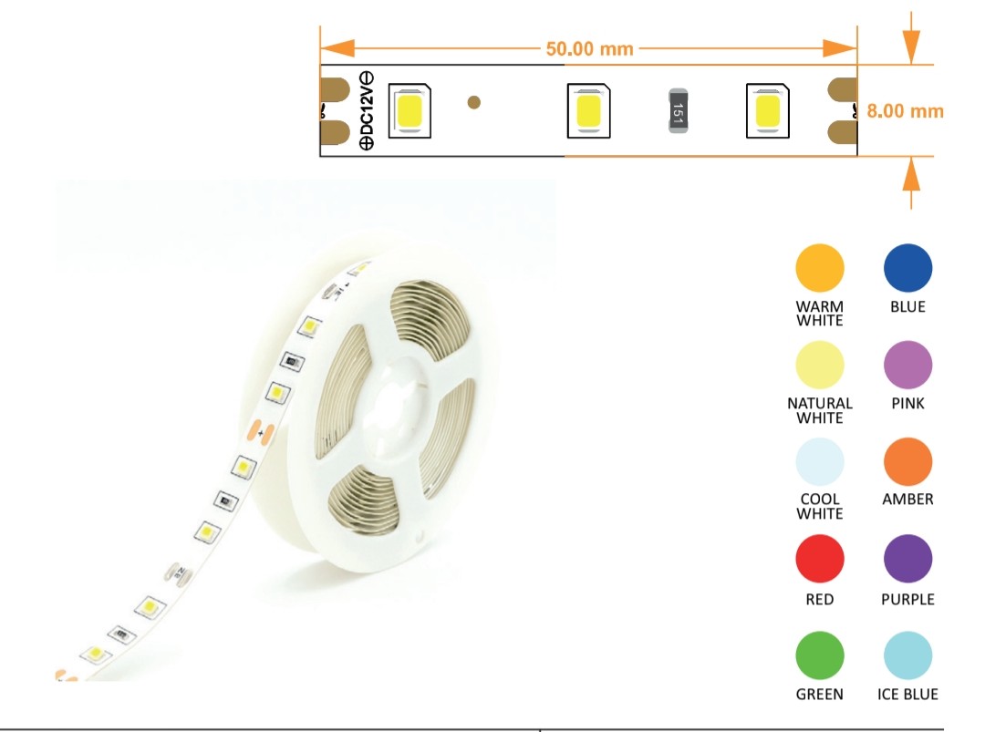 60 LED 2835 IP20 12V Strip Light